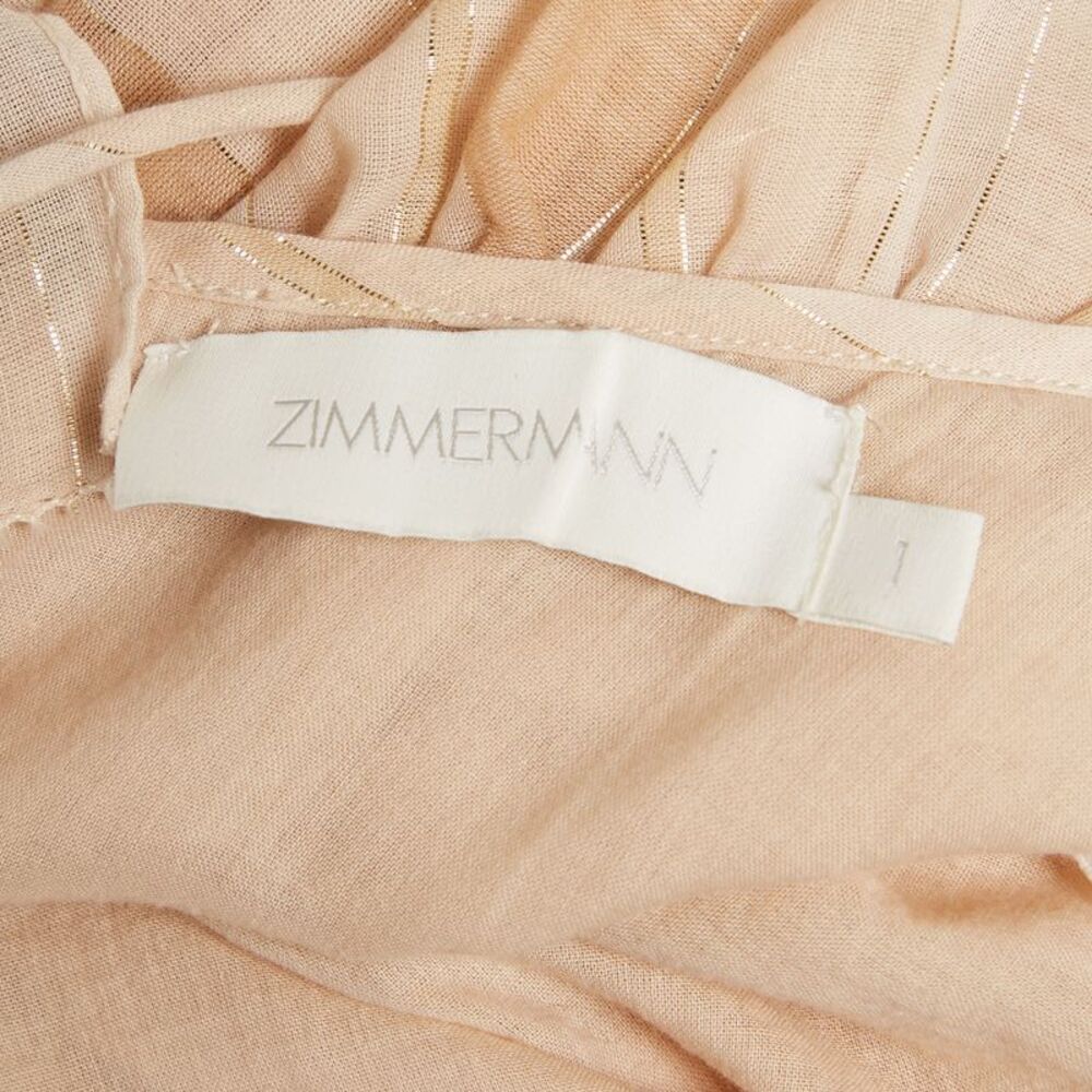 Zimmermann Beige Metallic Striped Cotton Tiered Maxi Dress M - Picture 4 of 6